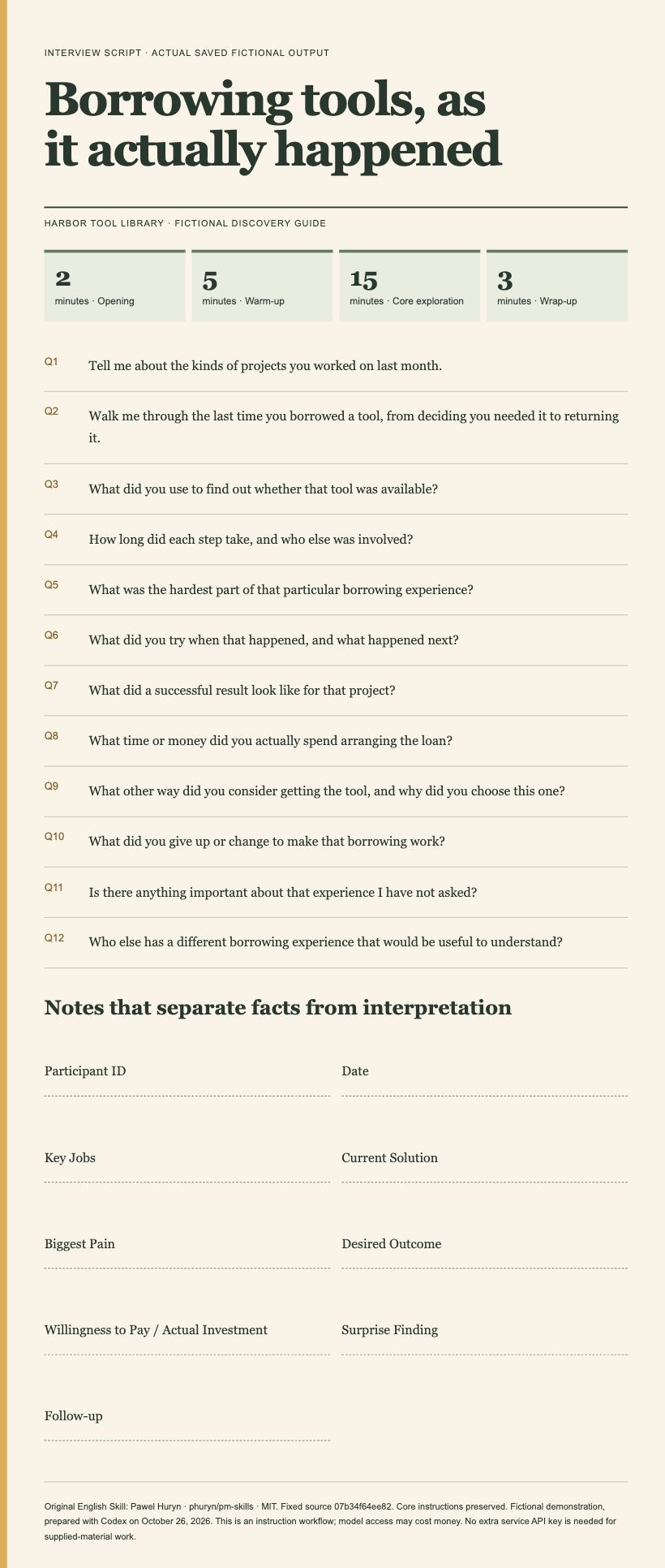 Interview Script actual fictional visual-demo capture