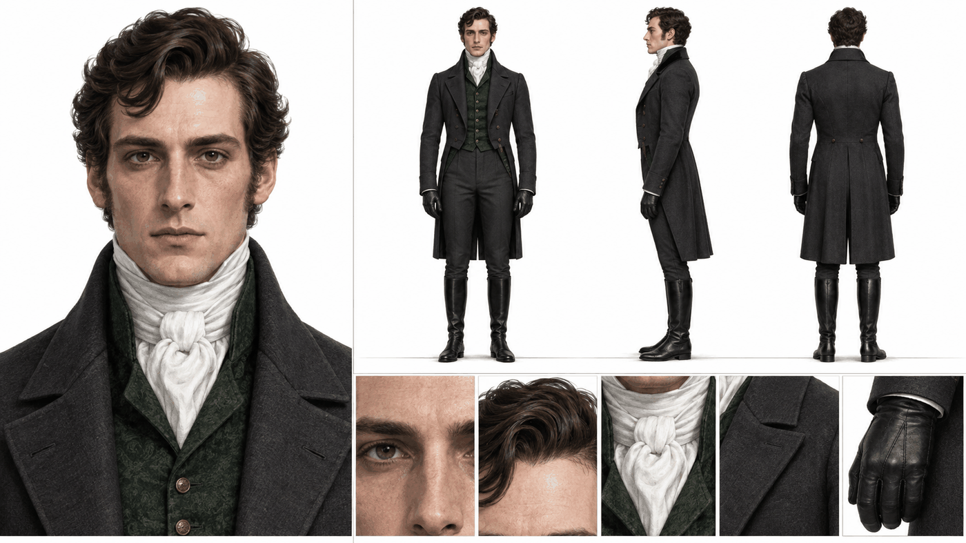 Mr. Darcy · semi-realistic painterly: the baseline edition of the same character