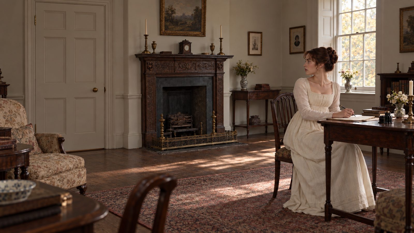 Storyboard still of Elizabeth alone after Darcy leaves