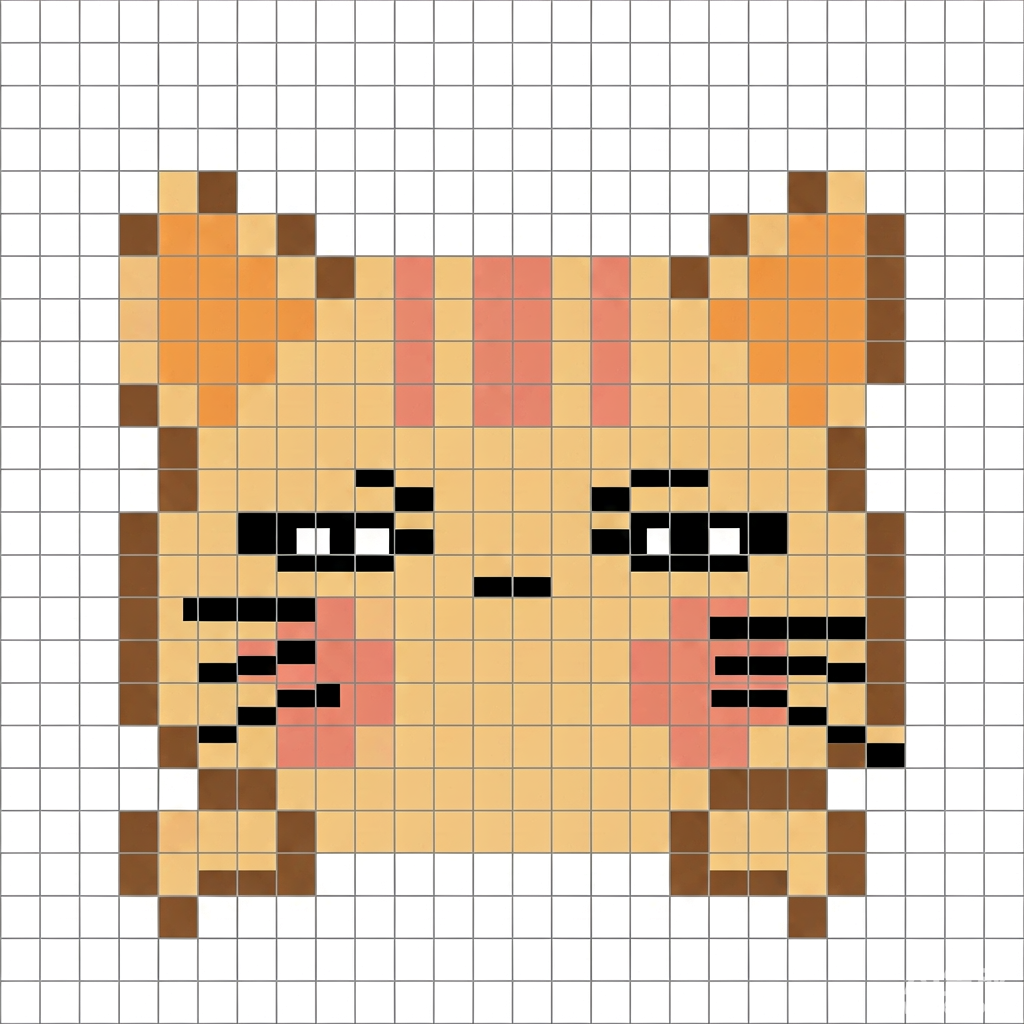 Real cat bead-art pattern (pixel render from photo)
