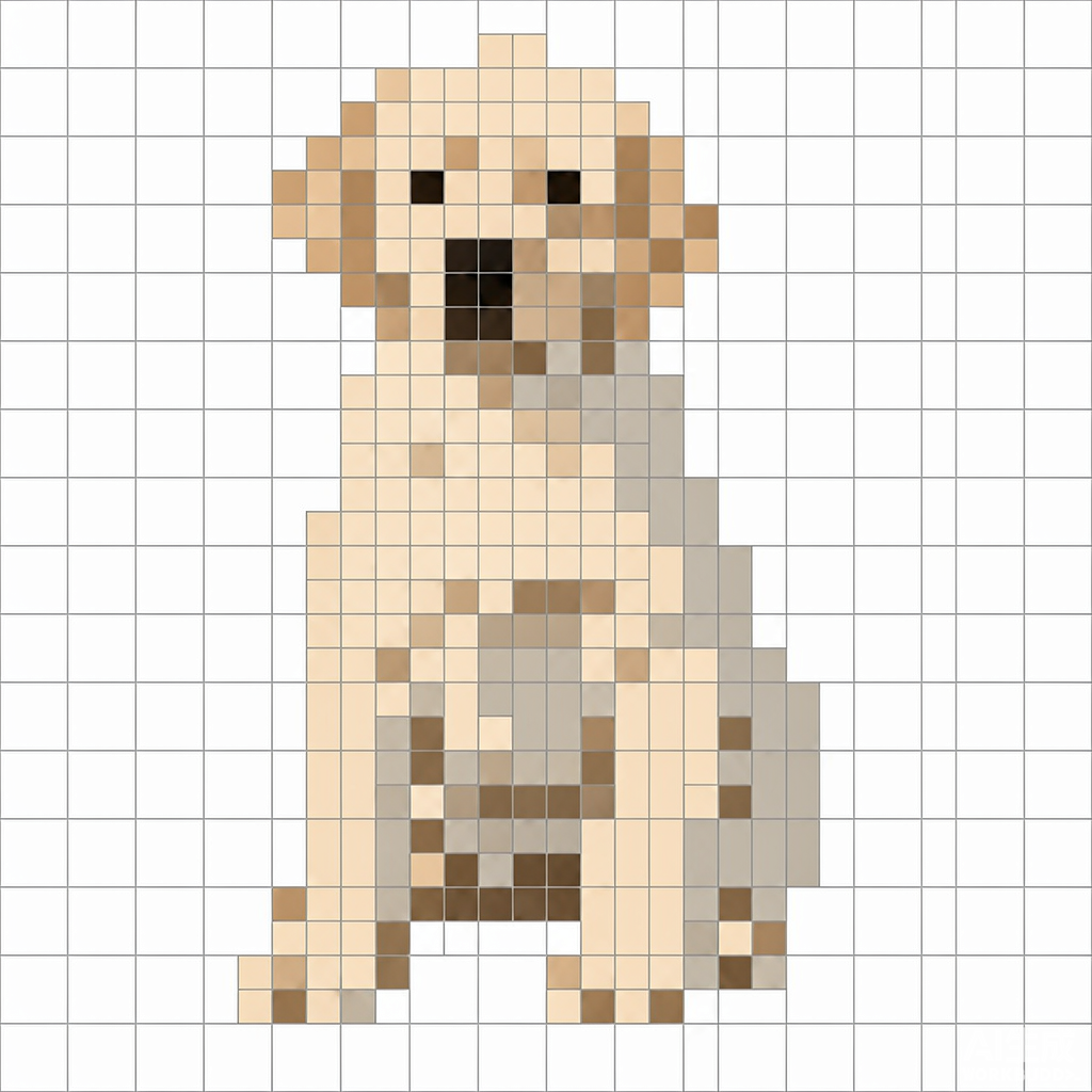 Real dog bead-art pattern (pixel render from photo)