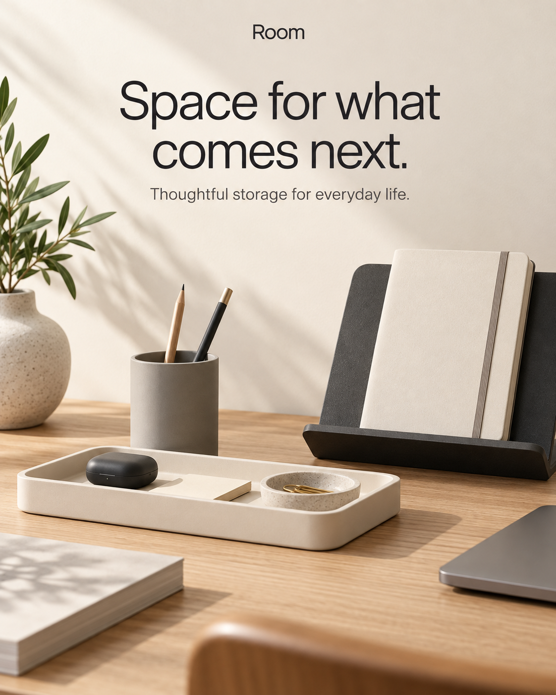 Room desktop organizer concept poster