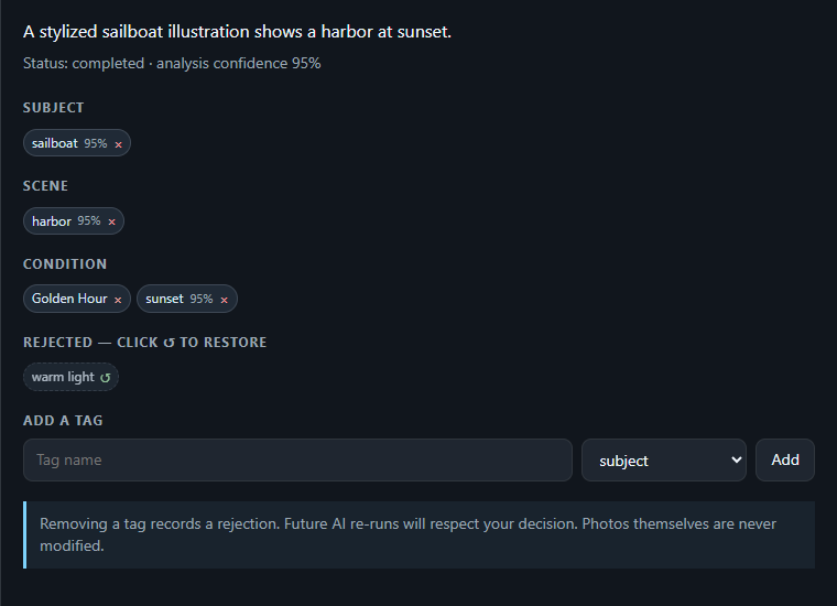 Demonstration of editing and restoring tags